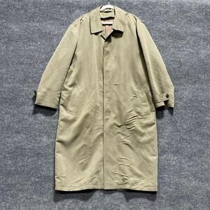 Drizzle Coat Mens 44 Green Long Rain Snap Front Lined Trench Travel Overcoat